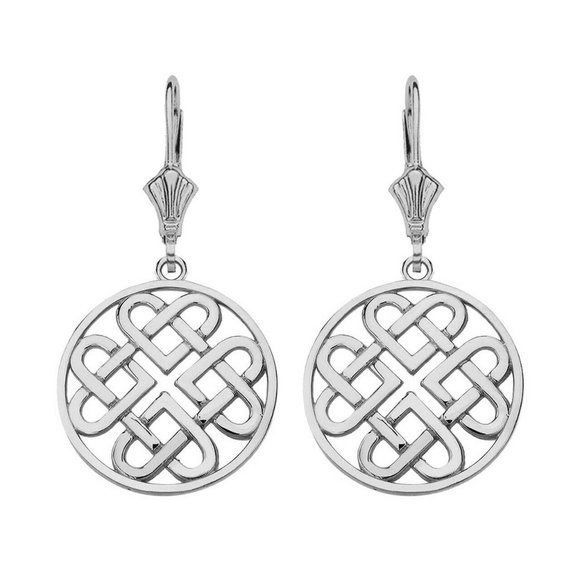 14k Rose Gold S Woven Celtic Hearts Drop Earring